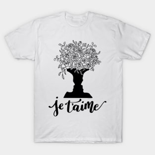 Je T'aime French I Love You Faces Vase Line Art Graphic T-Shirt